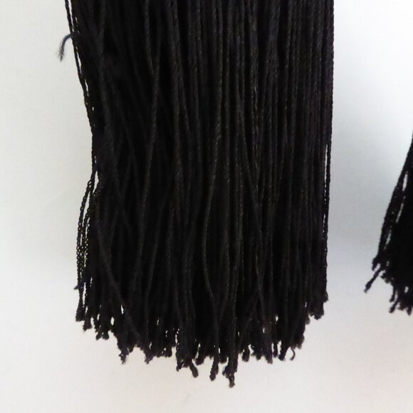 13” DECORATIVE ACCENT BLACK TASSEL STAINLESS SILVER METAL TOPPED CORD TASSEL SET - Picture 6 of 9